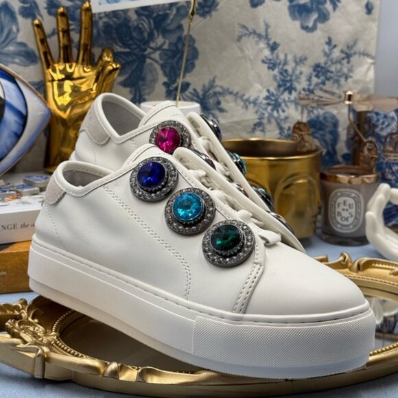 🆕 KURT GEIGER LONDON 🧿 NWOB Laney Octavia Sneaker, White Leather, Sz 39 US 8.5 - Picture 6 of 16